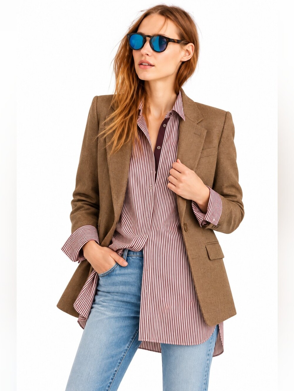 ❤️ J CREW ENDLESS STRIPE BUTTON DOWN TUNIC SHIRT, STRETCH COTTON. 6